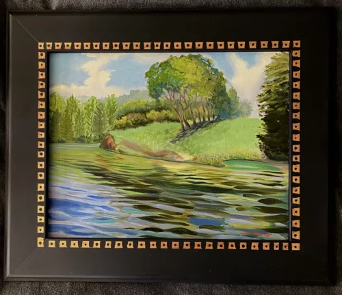 Signed Framed Original Impressionist Oil Painting  The Old River Boat Ramp 