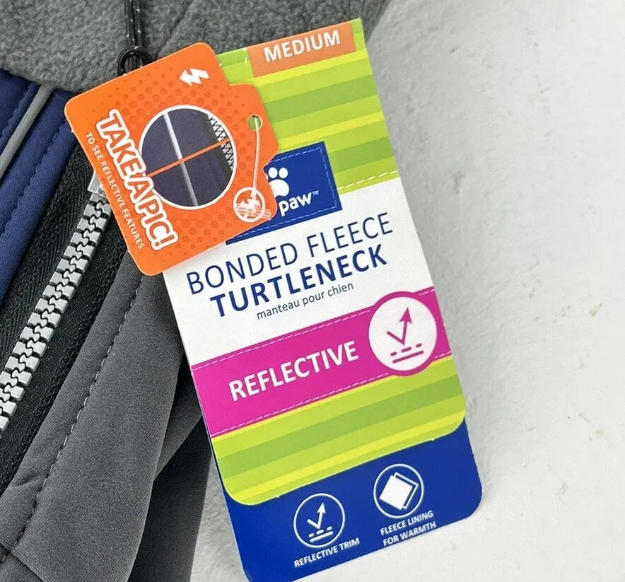 Medium bonded fleece turtleneck Reflective navy blue dog Winter sweater - Image 2 of 4