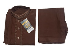 Pakistani Shalwar Kameez Mens Style ReadyMade Brown Color Size Medium AK-3812