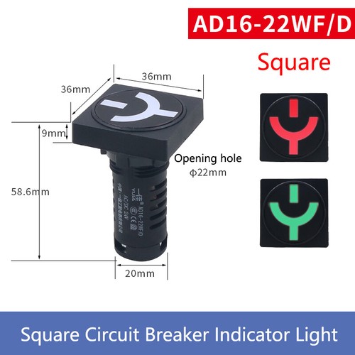 22mm Red Green Dual Color Indicating Position Signal Light 12-220V Circle/Square - Picture 18 of 20