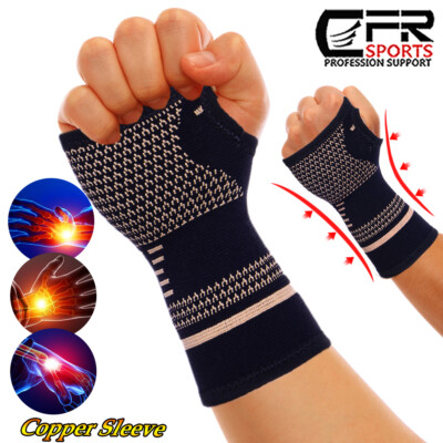 Copper Wrist Brace Support Compression Arthritis Pain Sport Carpal Tunnel Hand @
