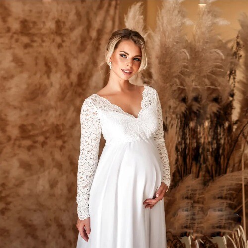 2023 Spitze Umstandskleider für Babyparty Sexy Schwangerschaft Maxikleid Schwanger - Bild 9 von 12