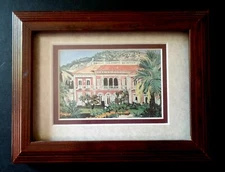 Vintage ISLAND HOME Art Print Wooden Frame Under Glass PENN DELL CORP.