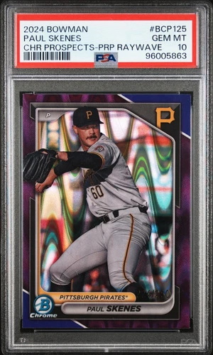 2024 BOWMAN CHROME PROSPECTS PURPLE RAYWAVE REFRACTOR PAUL SKENES PSA 10