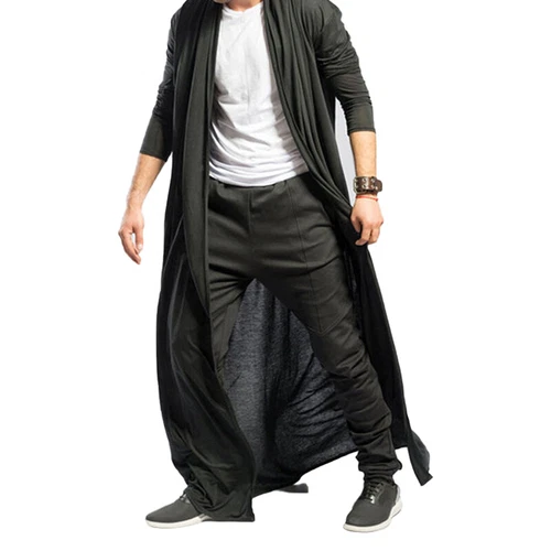 Full Length Adult Mens Baggy Casual Coat Cape Loose Long Cardigan Cloak Tops - Picture 7 of 13