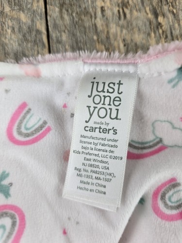 Carters Just One You Unicorn Rainbows Pink Baby Blanket Target Security Lovey - Picture 6 of 9