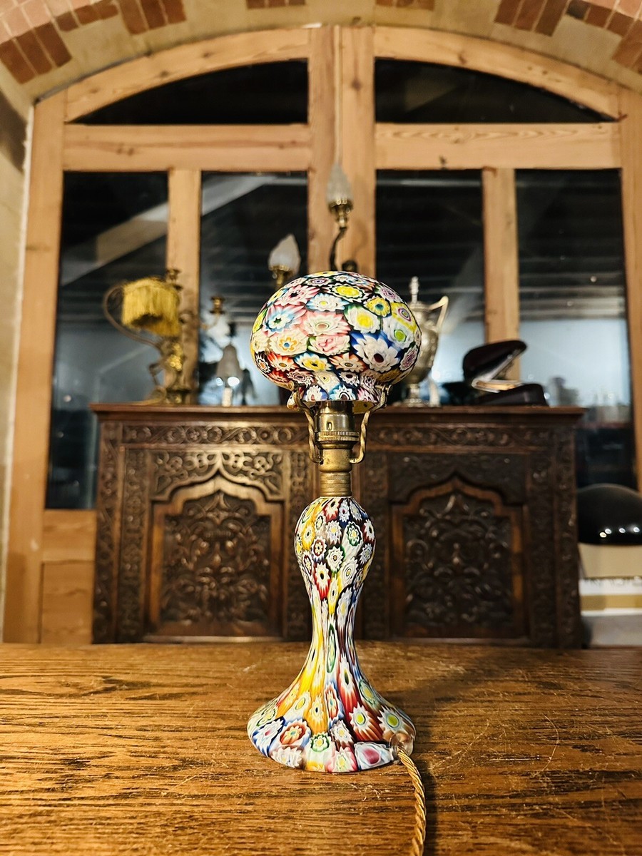 Rare Antique Murano Glass Table Lamp Millefiori Fratelli Toso