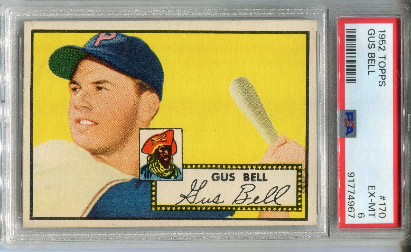 1952 Topps #170 Gus Bell PSA 6 EX-MT Pittsburgh Pirates