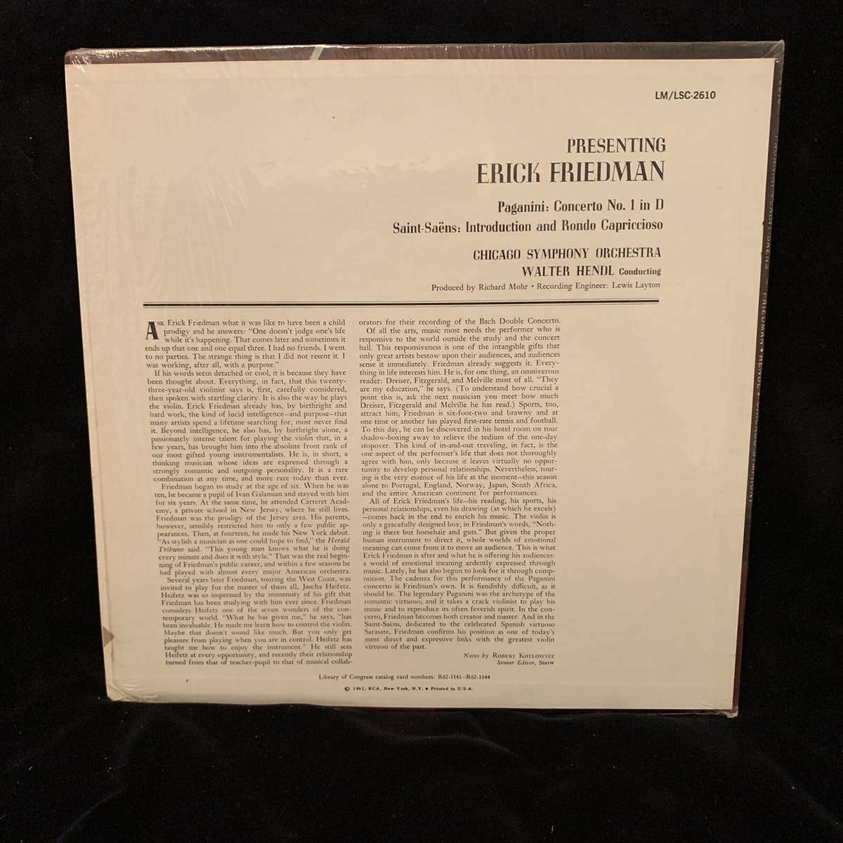RCA Living Stereo LSC-2610 ERICK FRIEDMAN violin PAGANINI & SAINT
