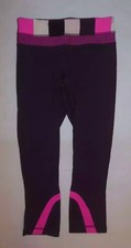 LULULEMON RUN INSPIRE CROP PANTS PLUM POW STRIPE RASPBERRY GLO HYPER STRIPE taglia 4
