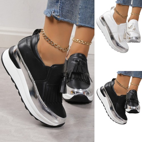 Mujer Plataforma Caminar Zapatos Damas Tenis Sin Cordones Trabajo Moda Mocasines Correr - Imagen 3 de 15