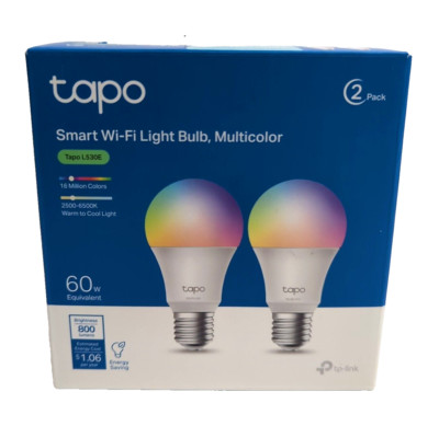(2) TP-Link Tapo Smart Light Bulbs 16M Colors RGBW, Dimmable, Works w/ Alexa 