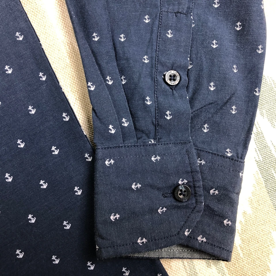 Camisa masculina de manga comprida Sahara Club azul com botões tamanho P pequena azul marinho - Imagem 4 de 4