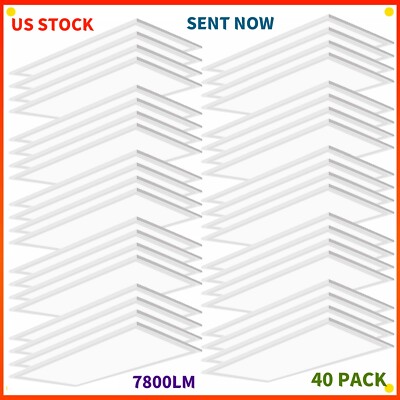 40 Pack 2x4 Commercial LED 7800LM Dimmable Drop Ceiling Flat Panel Troffer Light