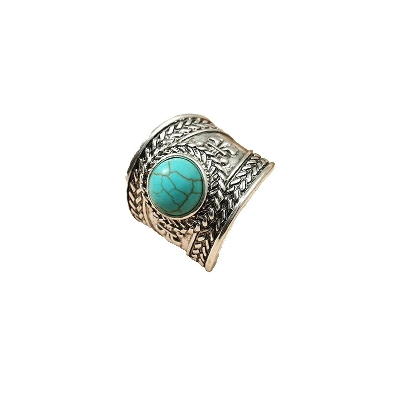 Retro Turquoise Band Fashion Rings