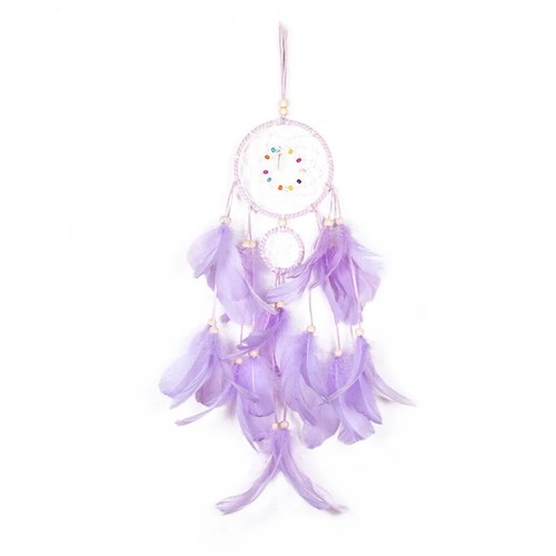 Romantic Heart Shaped Dream Catcher Double Ring Purple Feather Dream Catcher - Picture 12 of 32