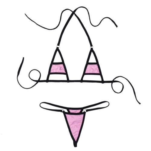 Damen Micro Bikini Set Cutout Bikinioberteil G-String Zweiteiliger Badeanzug - Bild 125 von 629