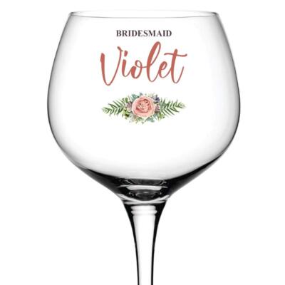 Personalisiertes Hochzeit Gastgeschenk Brautjungfer Gin Cocktail Glas ALLE-3
