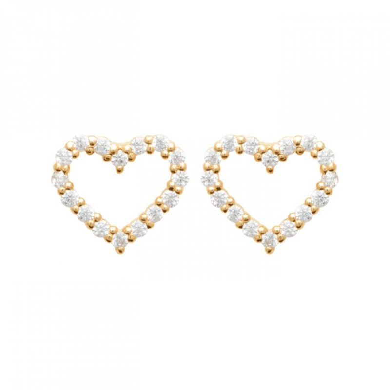 Boucles d'oreilles coeur en plaqué or et zirconium à porter du bureau aux sorties
