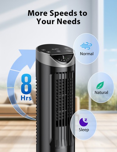 Tower Fan for Bedroom Fans Quiet Cold Air Oscillating Fan 3 Speeds Timer Remote - Picture 38 of 43