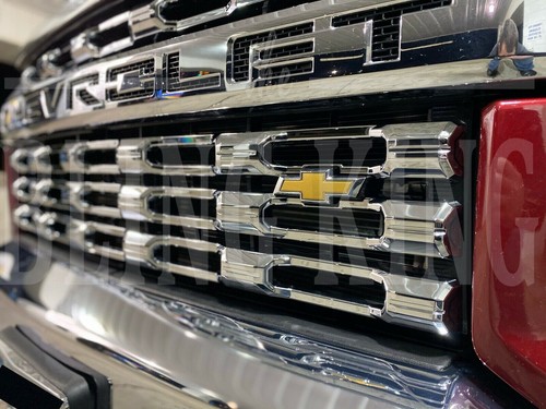 Chrome Grille Insert Overlay For 2020-2023 Chevy Silverado 2500/3500 HD - 4-Piece Mesh Kit