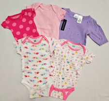 Lot of 5 Baby Girl/ Newborn Bodysuits/ Snapsuits Different Sizes Brands