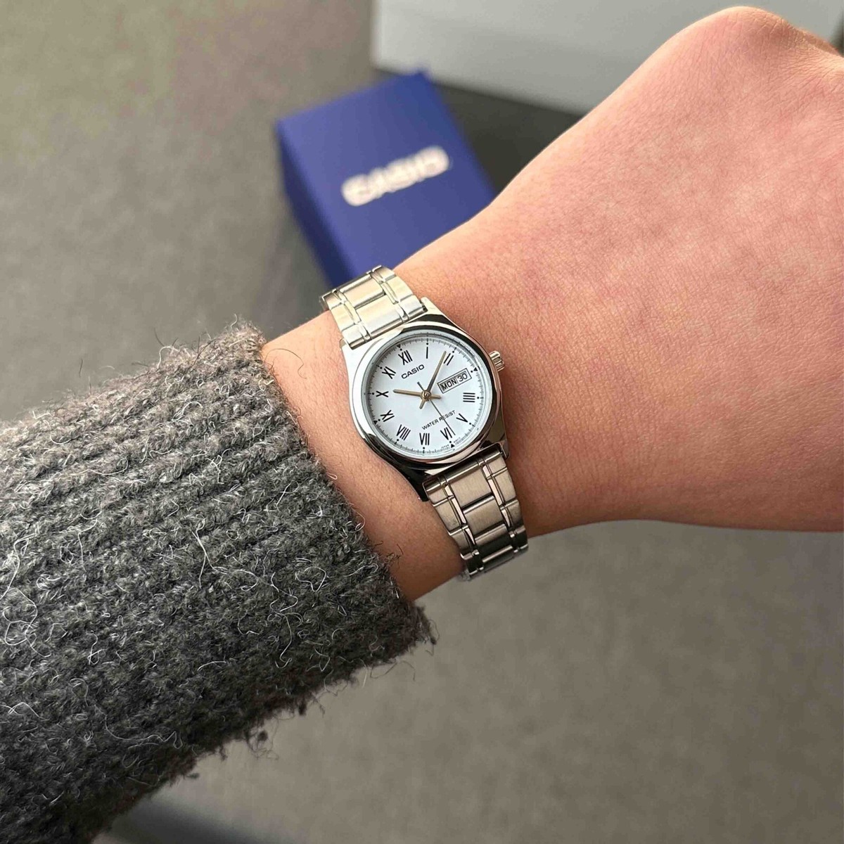 Casio LTP-V006D-2B Blue Analog Roman Numeral Stainless Steel