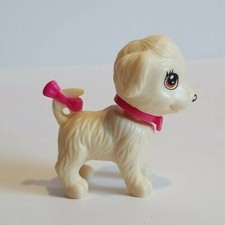 Barbie PET BLONDE TAN CREAM PUPPY Dog PINK BOW  COLLAR Bobble Head