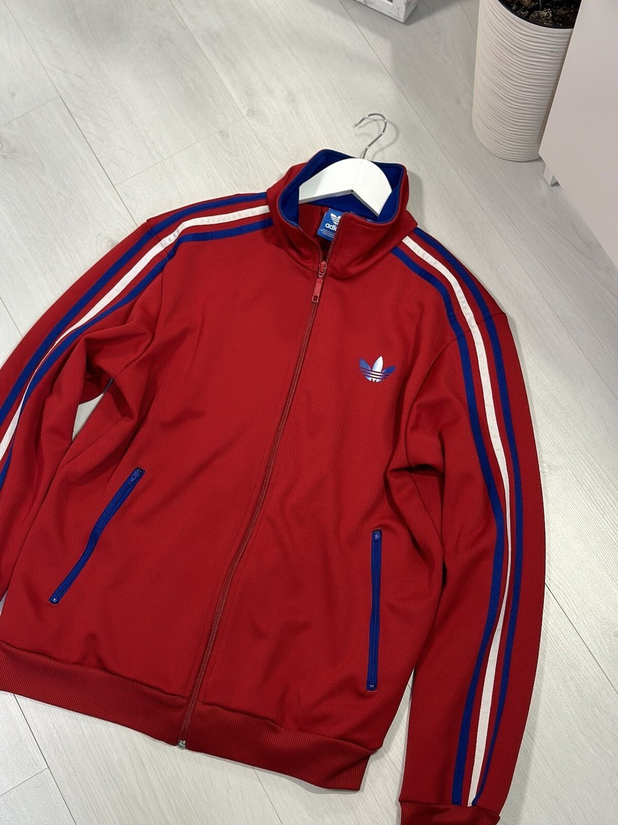 Adidas Firebird Man's Red Full Zip Jacket Retro Style Vintage Size