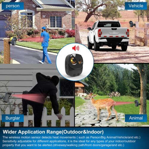 Htzsafe Wireless Driveway Alarm 1/2 Mile Long Range Mailbox Chime Welcom Chime - Picture 3 of 17