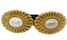 Vintage 1980s Goldtone & Faux Pearls Shoe Sweater Clips Made in USA