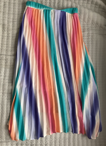 Art Class Youth Girls Size M 7/8 Skirt Colorful Long Pastel Pink Purple Pleated - Picture 2 of 22