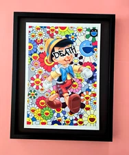 DEATH NYC Hand Signed LARGE Print Framed 16x20in COA Pinocchio Murakami Disney#7