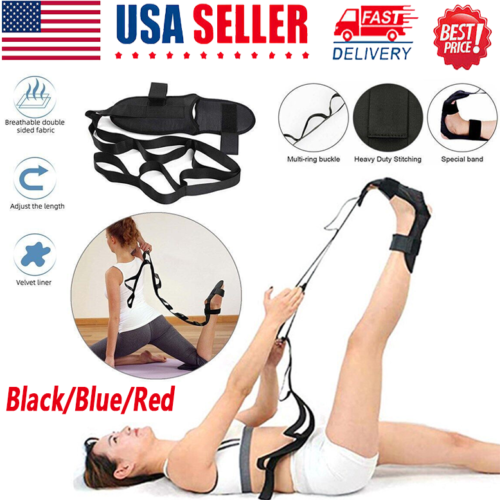 Yoga Band Flexibility Stretch Leg Fascia Stretcher Strap Ballet Gym Trainer US - Picture 1 of 20