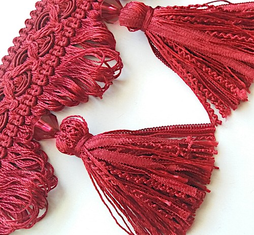 Ab 1m Luxus Diamantlook Quastenborte 9 Cm Rot Dekoborte Quaste Barock 