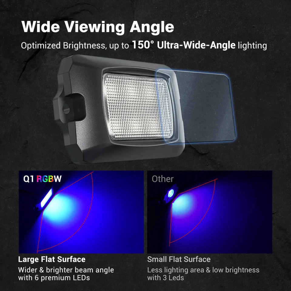 Kit de luces de neón MICTUNING Rock Lights Q1 RGBW todo terreno bajo brillo -8 cápsulas 12 cápsulas Foto 4 de 4