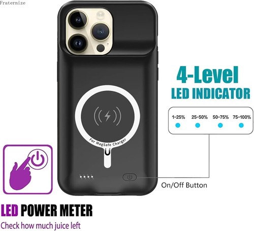 Custodia batteria per iPhone 14 Pro power bank magnetica ricarica wireless - Foto 3 di 6