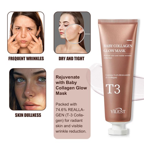 T3 Baby Collagen Glow Mask T3 Collagen Peel Off Masks T3 Collagen Peeling Mask - Picture 6 of 11