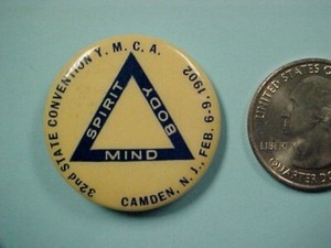 1902 YMCA Y.M.C.A. - 32nd State Convention -  PIN BACK BUTTON - Camden, N.J.
