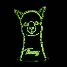 Personalised Alpaca LED Colour Changing Bedside Lamp with remote