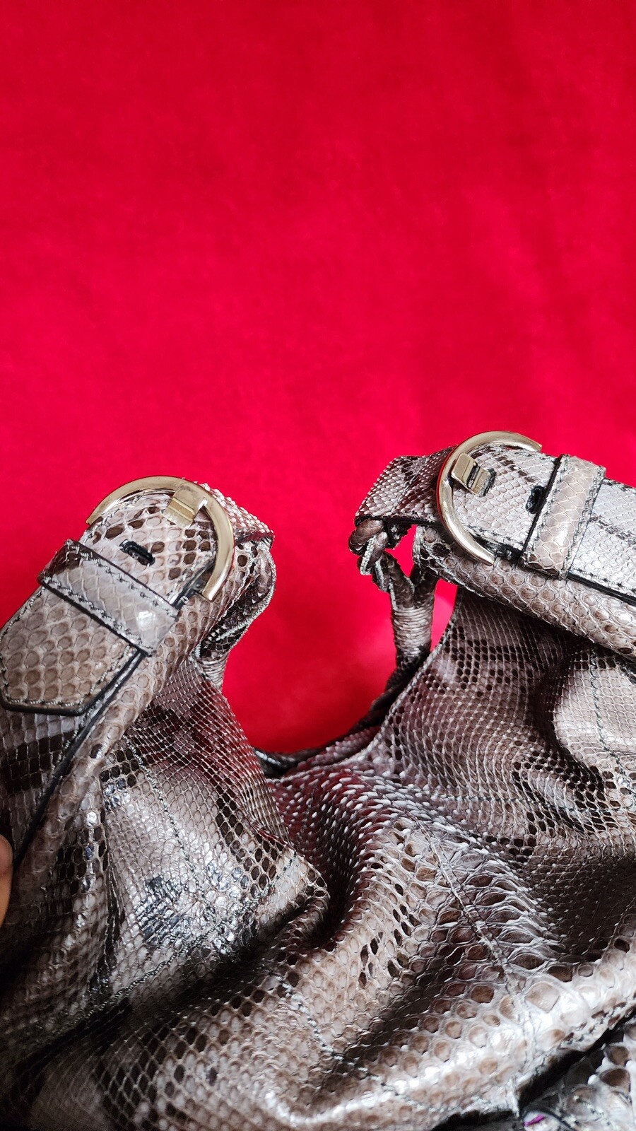 Vintage Sergio Rossi Grey Python Leather Bag Reta… - image 14