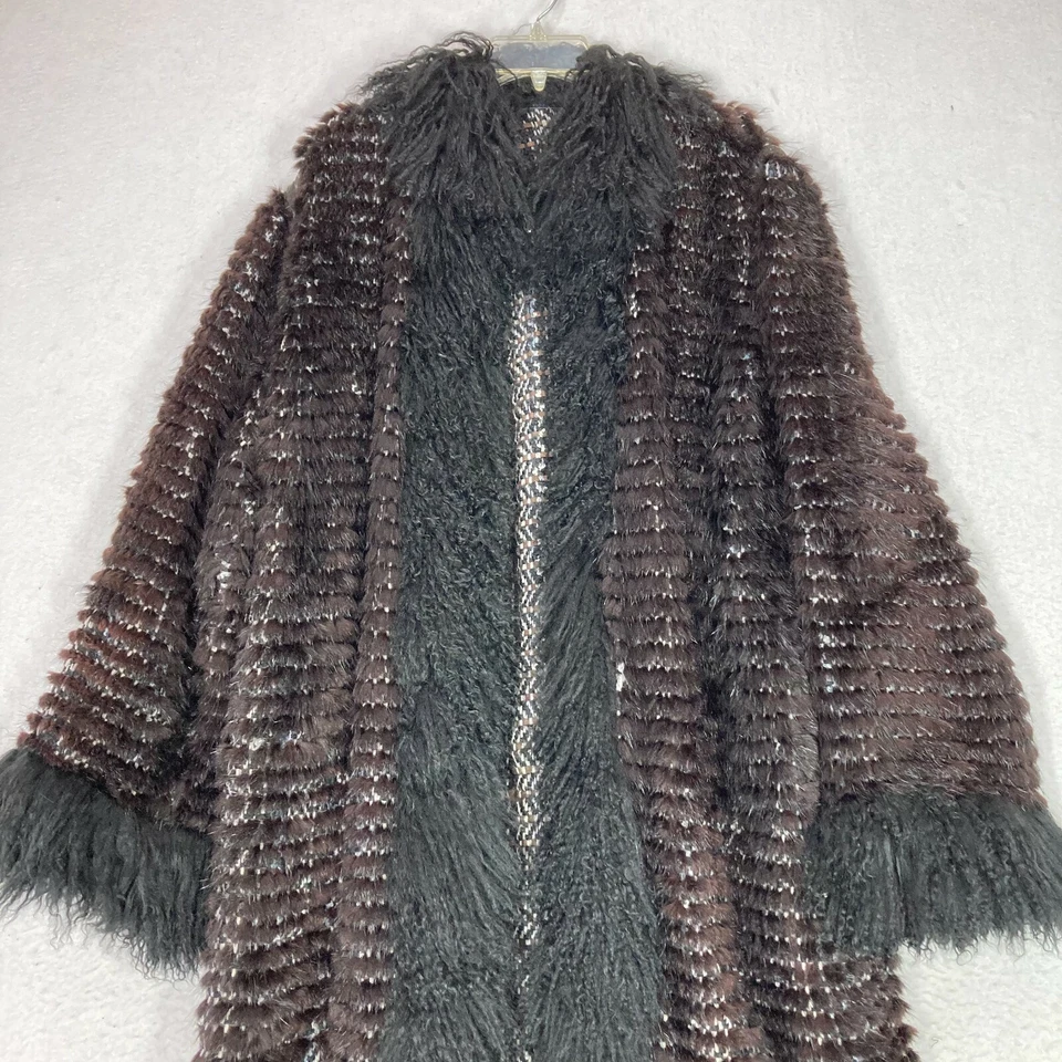 Womens Vintage Muskrat Fur Coat MARILYN BLUMER Lamb Leather Wool Reversible M  - Image 2 of 4