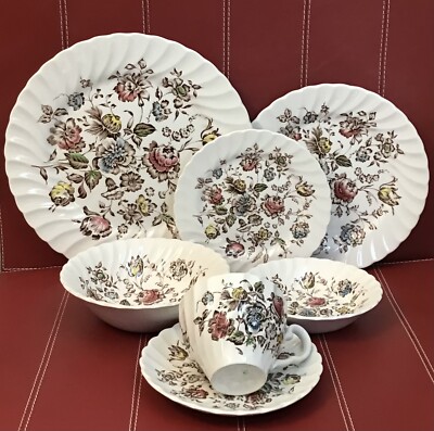 $276 Johnson Bros Ironstone Staffordshire Bouquet Four 7 Pc. Place