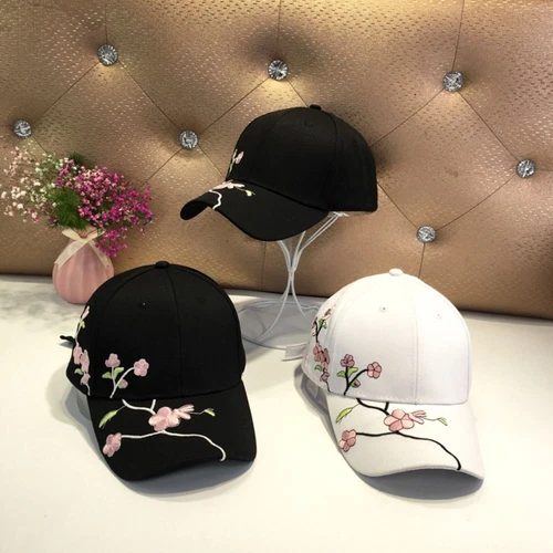 Korean Flower Embroidery Baseball Caps Plum Embroidered Baseball Cap Outdoor - Picture 8 of 14