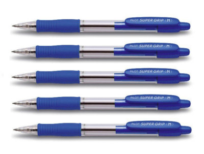 5 x Kugelschreiber Pilot Super Grip Druckkugelschreiber dokumentenecht blau M