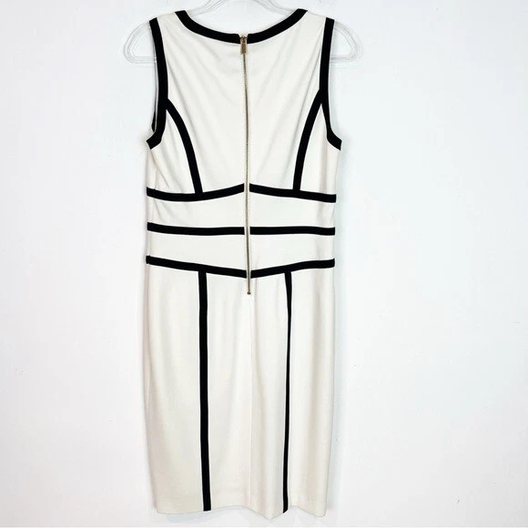 CACHE OFF WHITE NERO FANTASIA CONTRASTO BODYCON SMANICATO SCOLLO A V ABITO DONNA 10