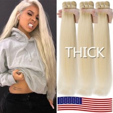 Platinum Blonde 3Bundles 300G Virgin Human Hair Weaving Brazilian 8A Weft 8"-30"