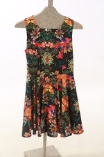Retro A-line Dress with tropical print