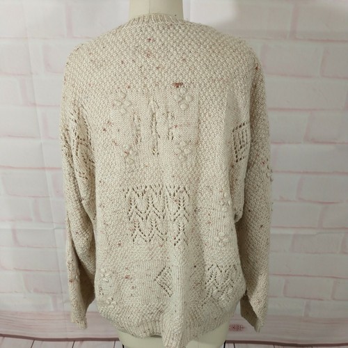 Vintage Handarbeit Natur Beige Strick Pullover Damen Große - Bild 4 von 6