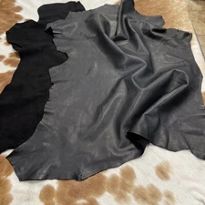 Avetco Premium Goatskin Nappa Soft Double-Sided Leather Hide Black 2oz Thickness